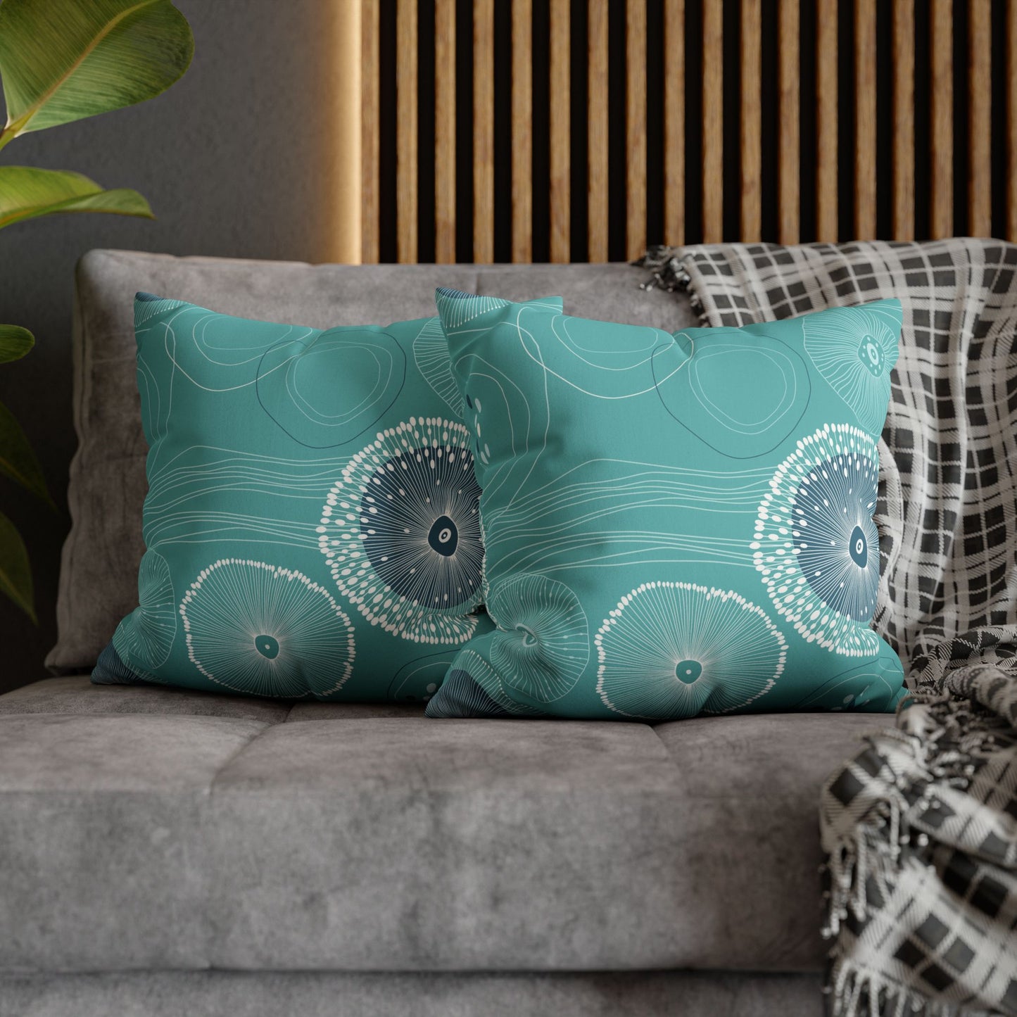 Faux Suede Square Pillowcase - Plankton Drift Teal