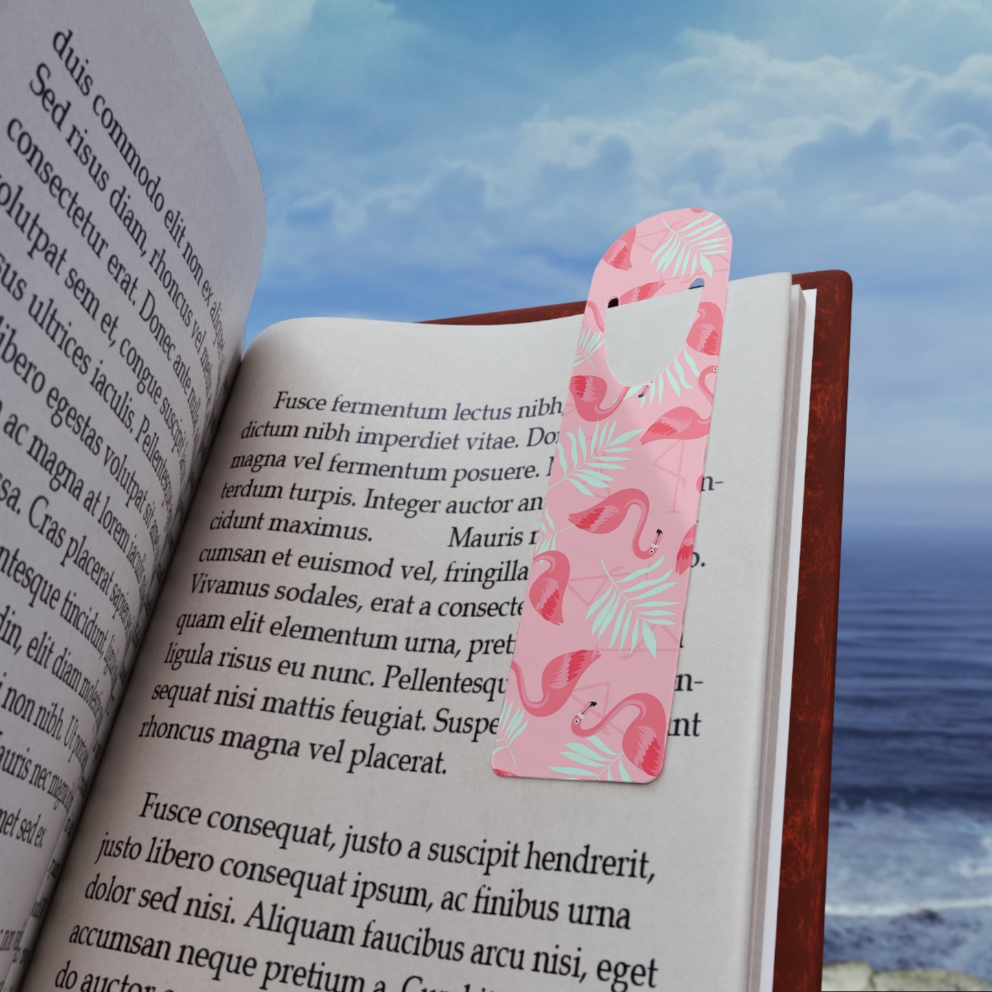 Bookmark - Aluminum, Flamingo and White Palm