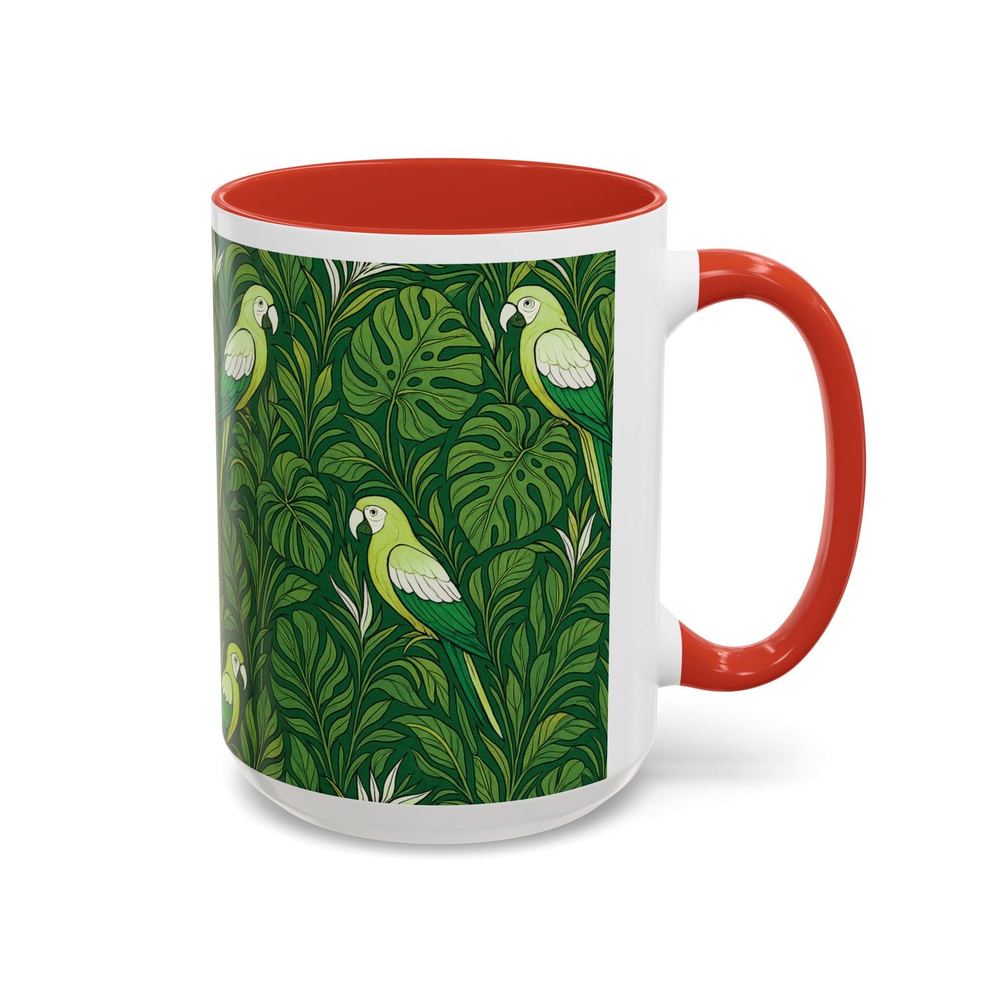 Accent Coffee Mug (11, 15oz), 8 Colors - Parrot Family, Lime