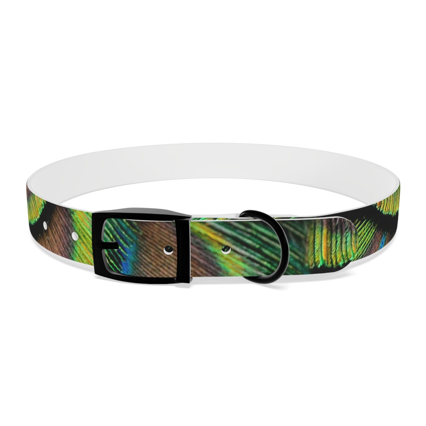 Dog Collar - Brilliant Green Peacock Feathers