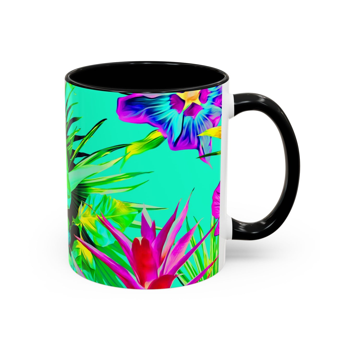 Accent Coffee Mug (11, 15oz), Plant Palooza, turquoise / Various Colors