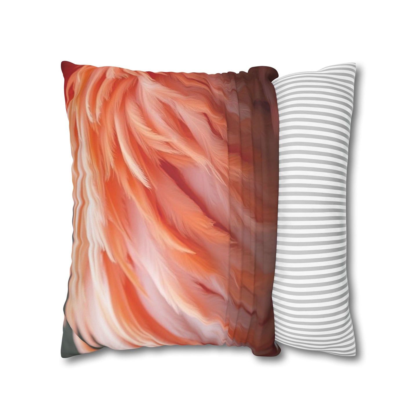 Faux Suede Square Pillowcase - Flamingo Feathers