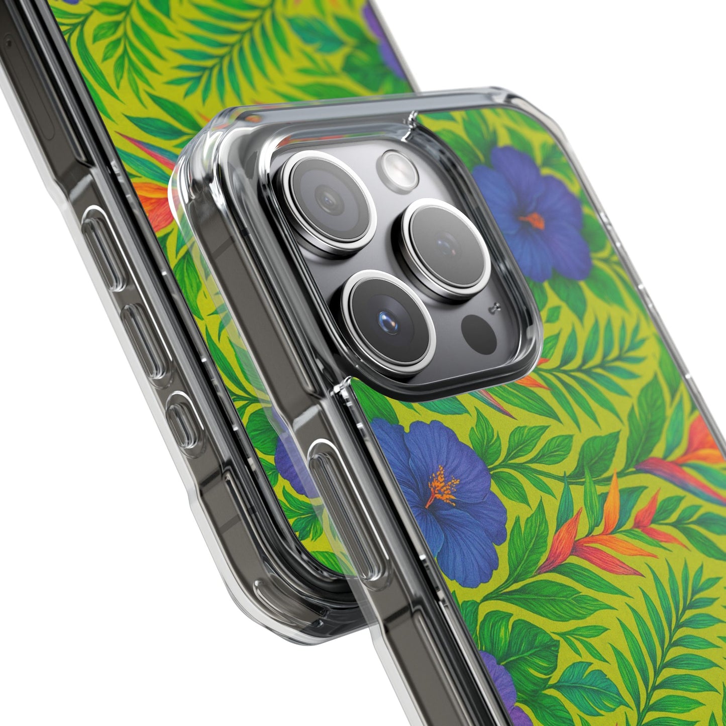 Midnight Flower Lime Magnetic Clear Phone Case, Many Models