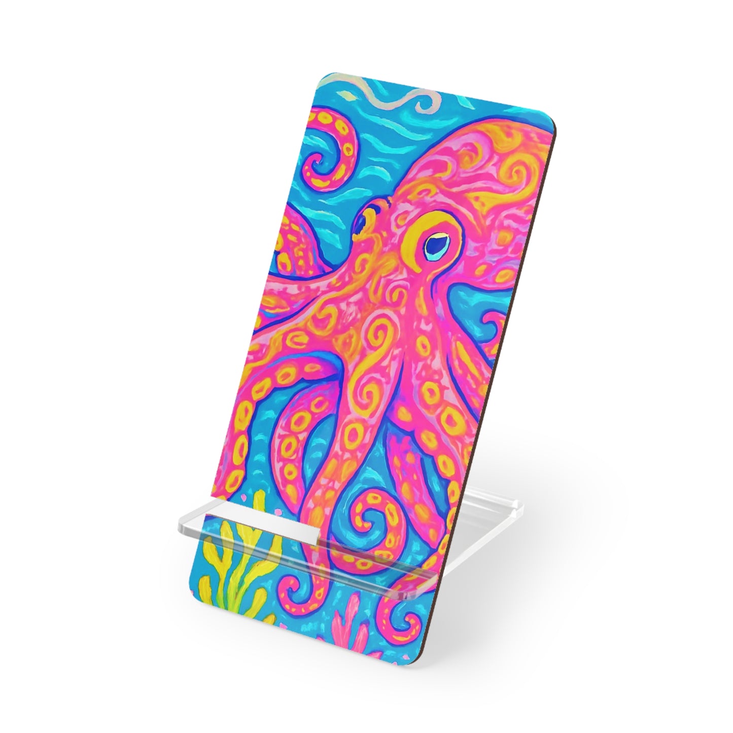 Stylish Smartphone Display Stand with Octopus Artwork - Kraken Joe