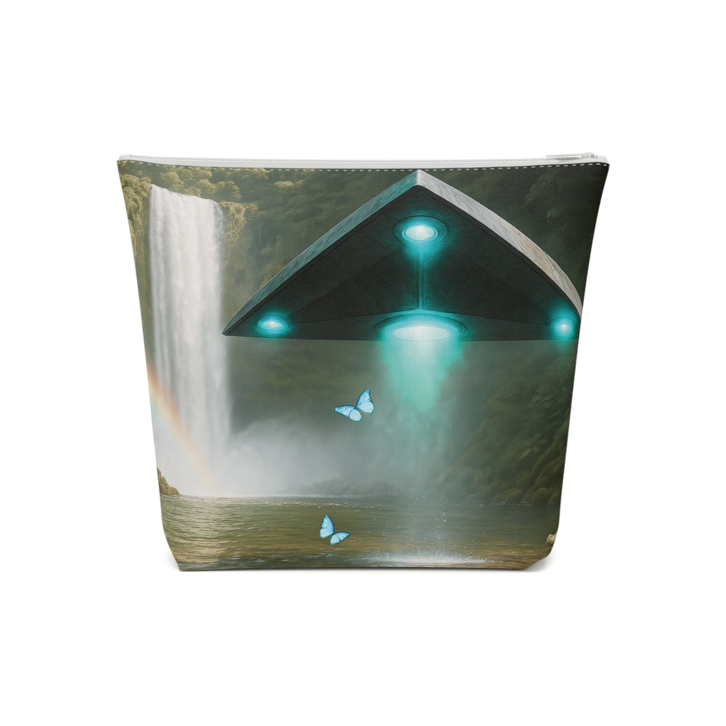 Tropical Cotton Cosmetic Bag, Makeup Pouch, 5 Sizes / UFO and Waterfall