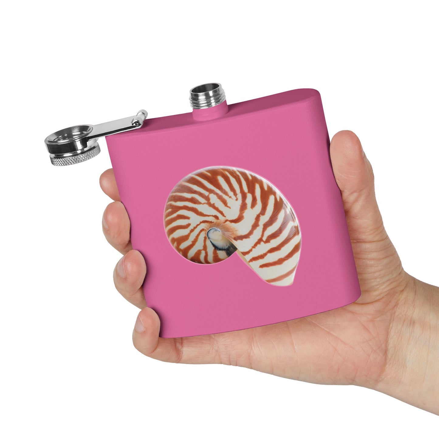 Tropical Stainless Steel 6 oz. Flask, Many Colors  – Real Tiger Stripe Nautilus