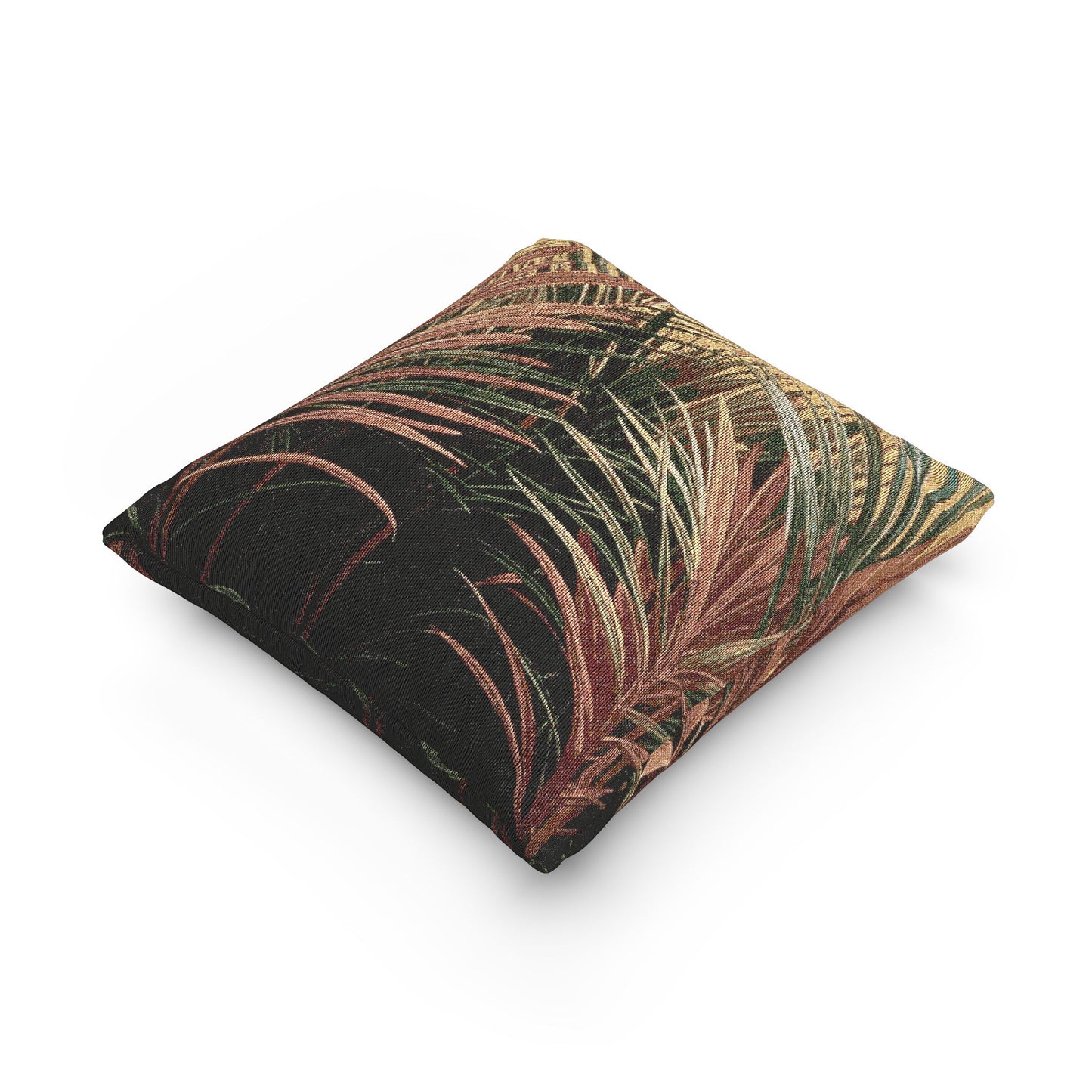 Woven Pillow, 17"W x 18"L - Red Flame Palms