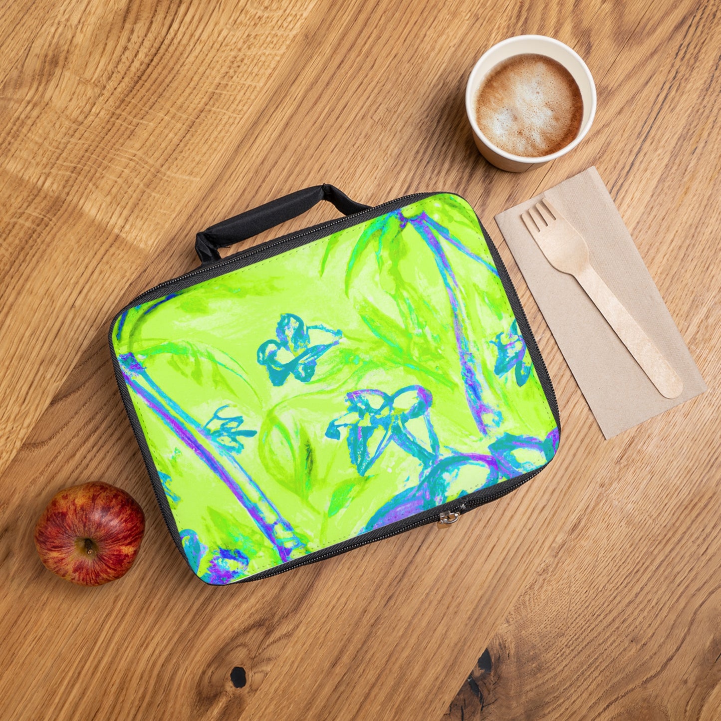 Tropical Doodles/Lime Lunch Bag - Eco-Friendly Insulated Tote, Adult and Child Lunchbox / Perfect for Picnics, Beach Outings