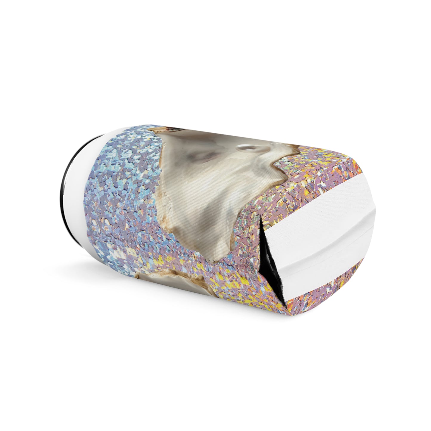 Disco FW White Pearl Oyster Can Cooler Sleeve - Perfect for Outdoor Picnics