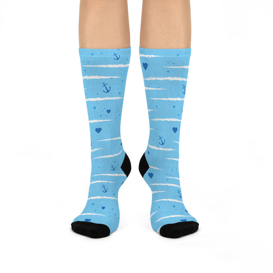 Cushioned Crew Socks - Sailing Nautical Design