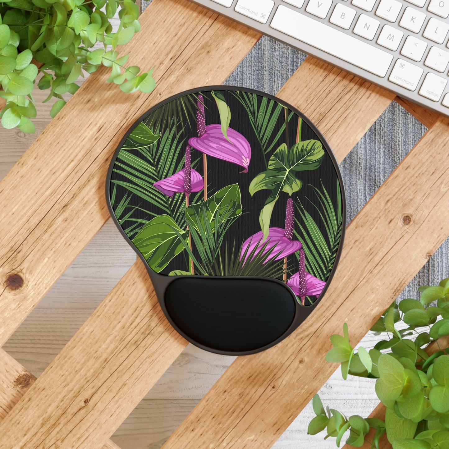 Copy of Mouse Pad With Wrist Rest, Tiki Greenery