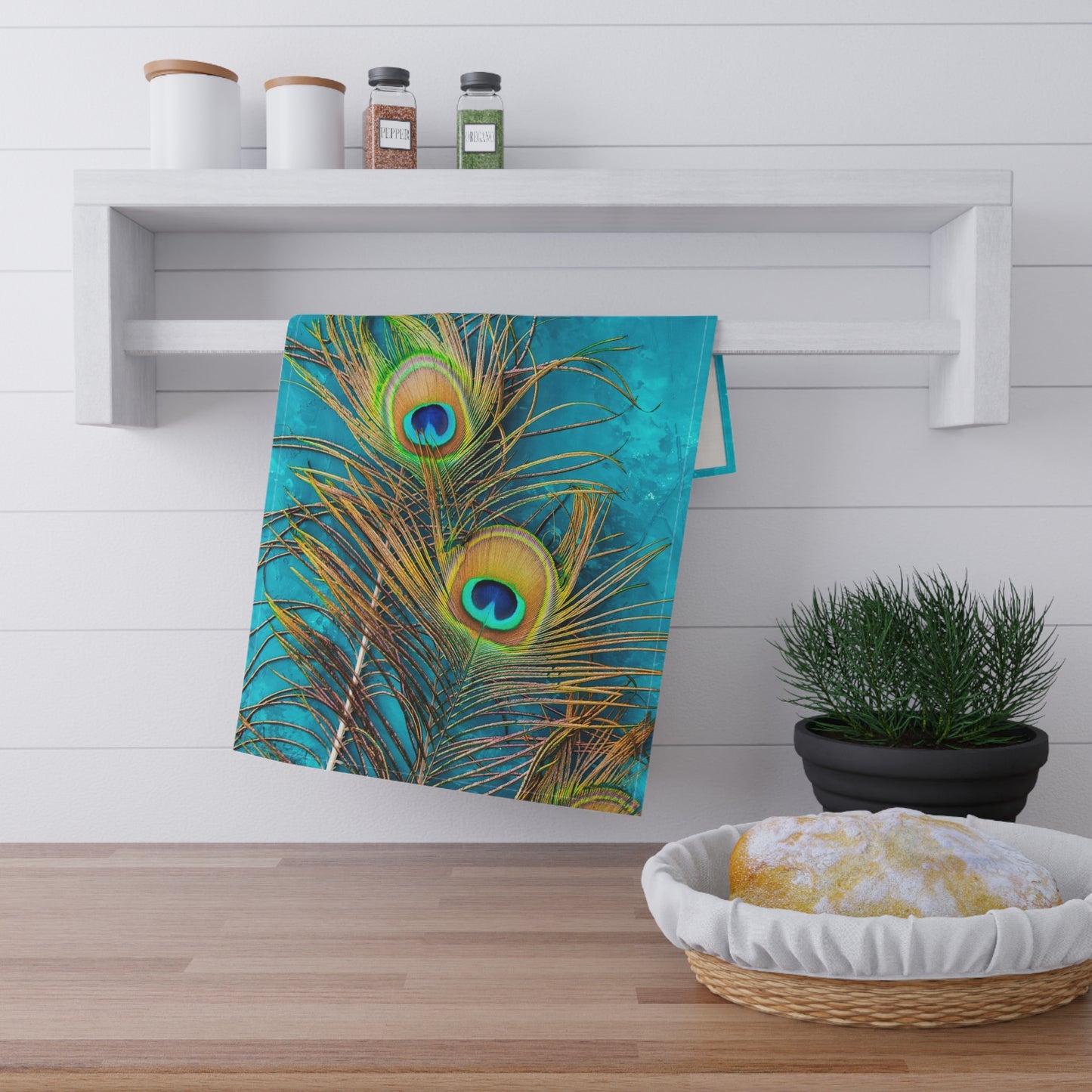 Tropical Tea Towels – Paradise Kitchen Decor / Peacock Turquoise Glow