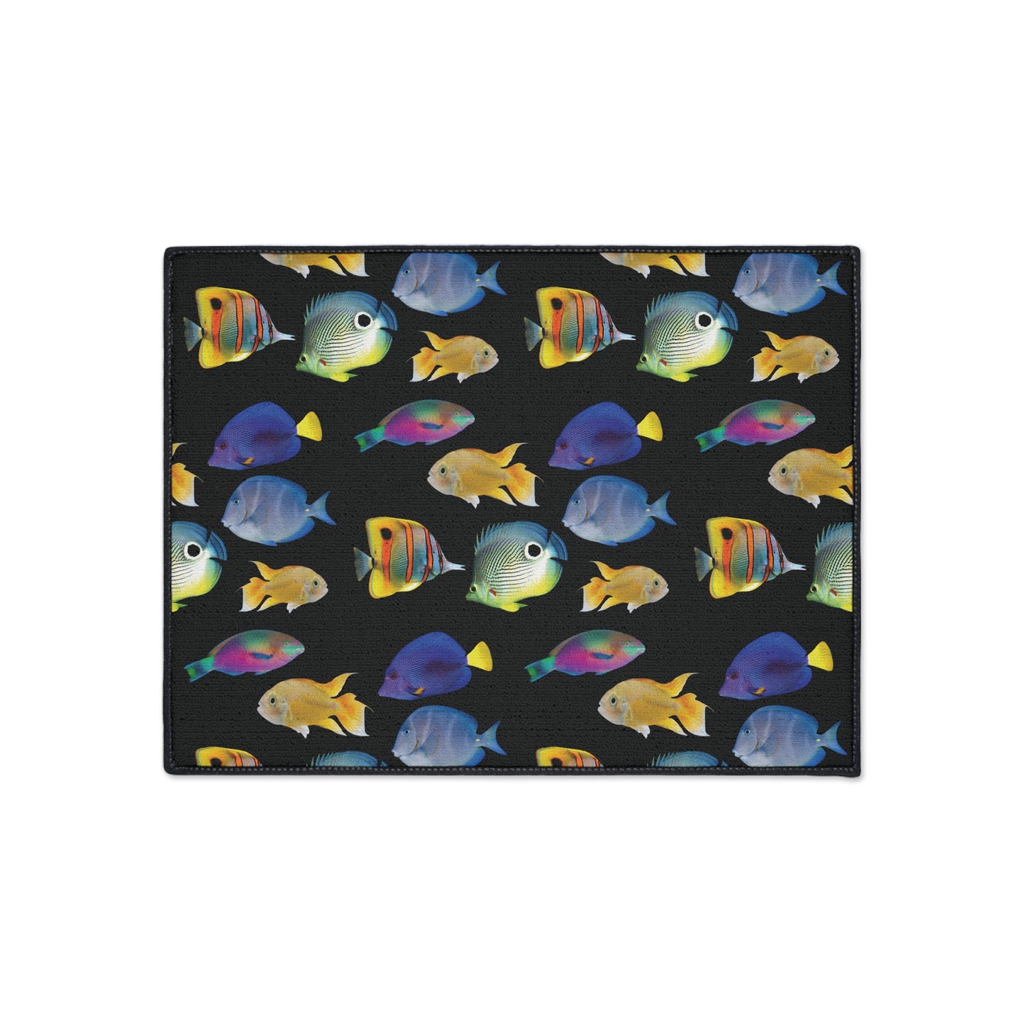 Heavy Duty Floor Mat, 5 Sizes – Tropical Area Rug for Home Décor / School of  Fish, Black