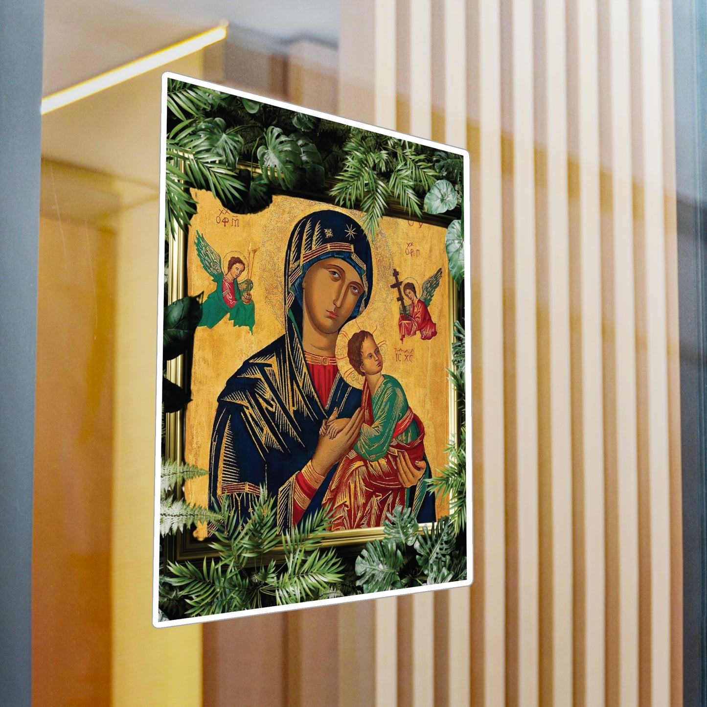 Religious Icon Kiss-Cut Vinyl Decal - Our Lady of Perpetual Help Madonna Design for PC, Tumbler