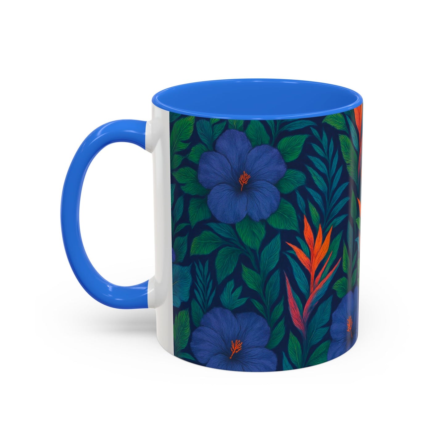 Vibrant Floral Coffee Mug - 11oz & 15oz / Midnight Flower Coral
