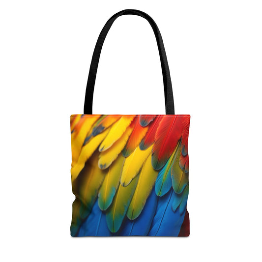 Tropical Macaw Parrot Feathers Tote Bag - Colorful Design, 3 Sizes