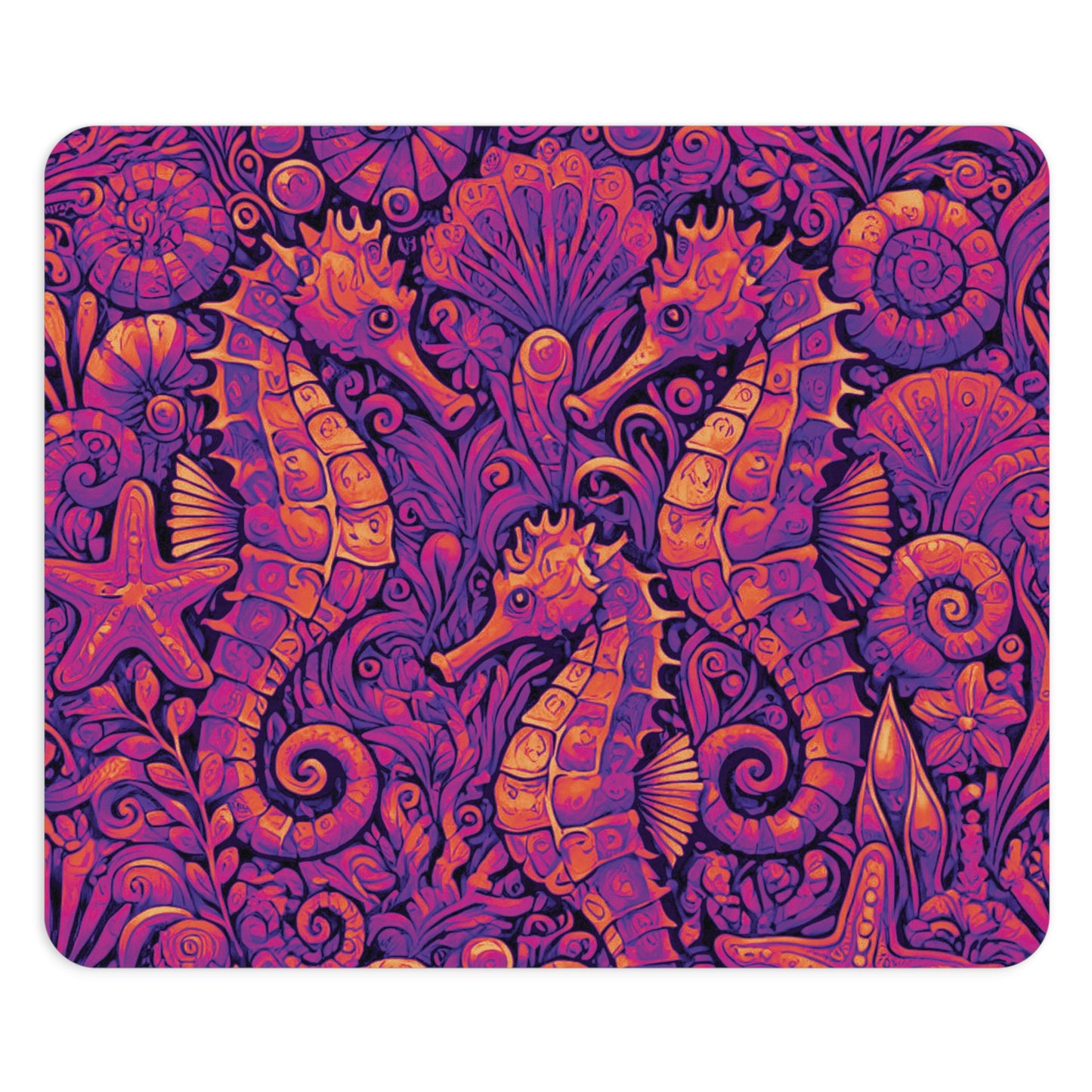 Tropical Mouse Pad, 2 Shapes - Beach Vibes for Home Office & Gamer / Seahorse Trio, Heatwave