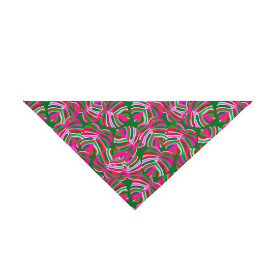 Neon Monstera Tropical Pet Bandana, 2 Sizes - Stylish accessory for dogs & cats