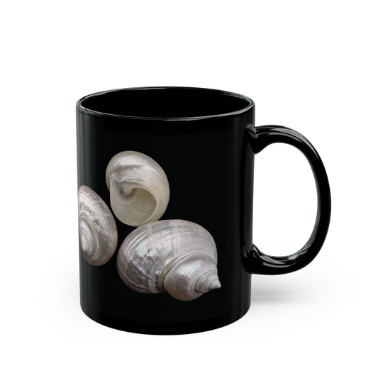 Black Coffee Mug - Real Pearl Nautilus Shells