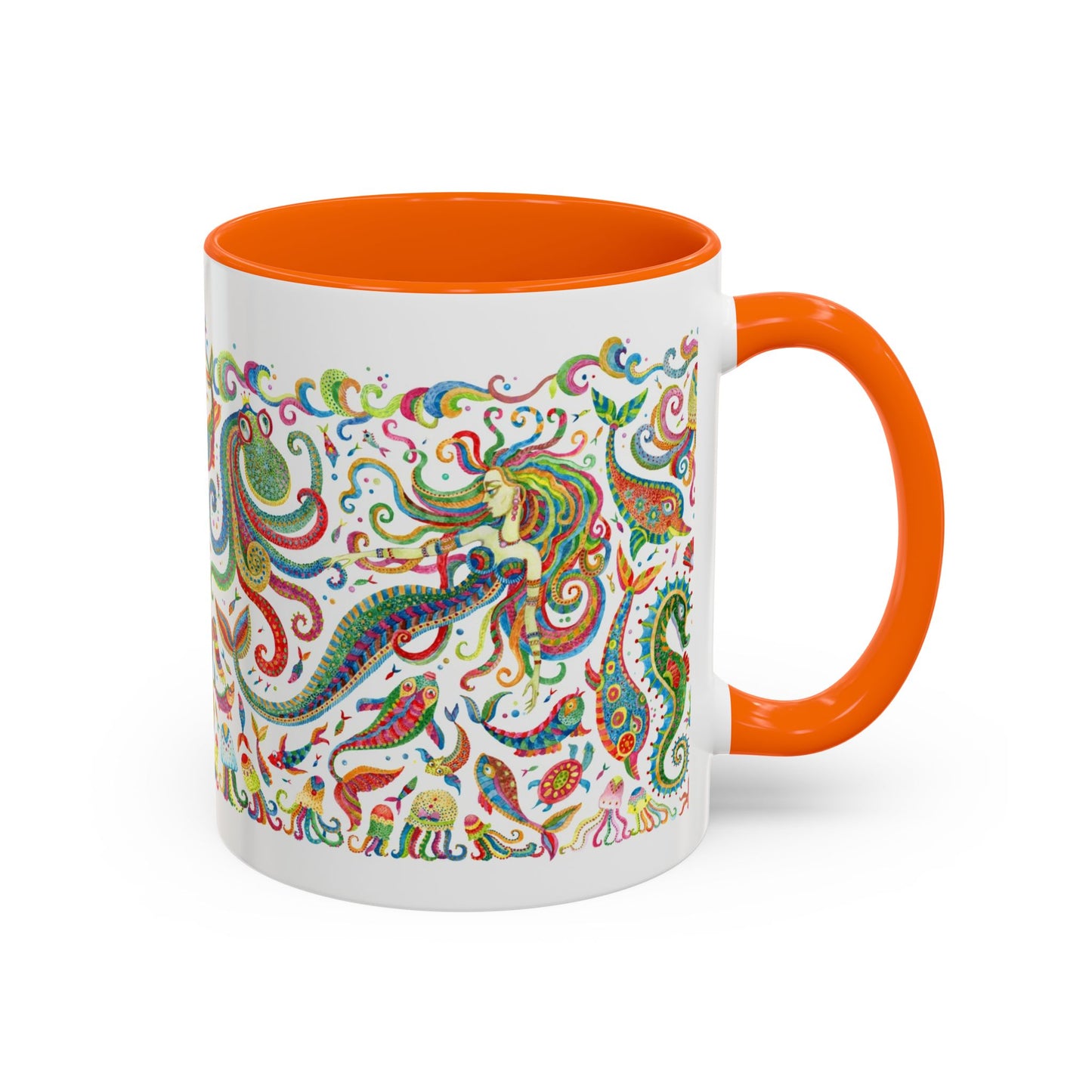 Accent Coffee Mug | Tropical-Inspired Drinkware / Colorful Mermaid Kingdom