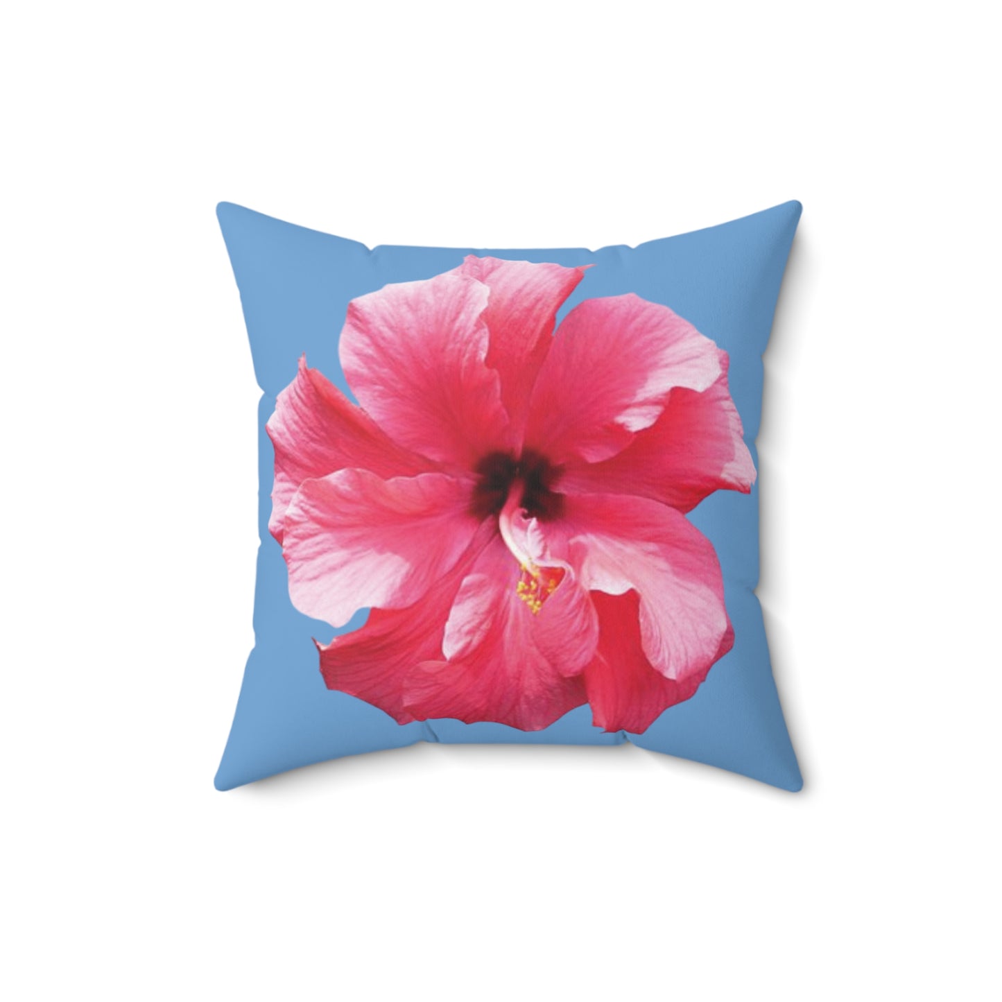 Decorative Pillow - Accent Cushion, 4 Sizes / Photo Pink Hibiscus, Lt. Blue