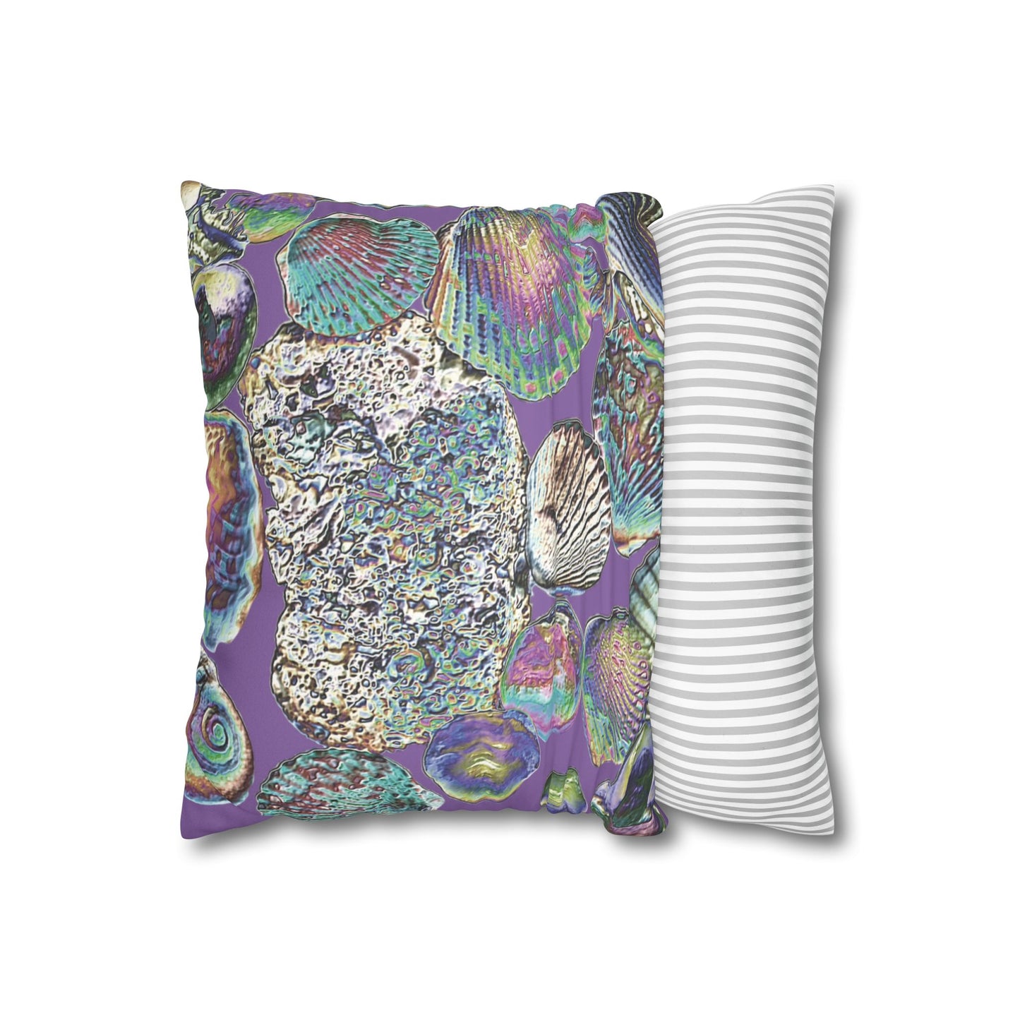 Faux Suede Square Pillowcase - Heatwave Seashell Collection, Light Purple