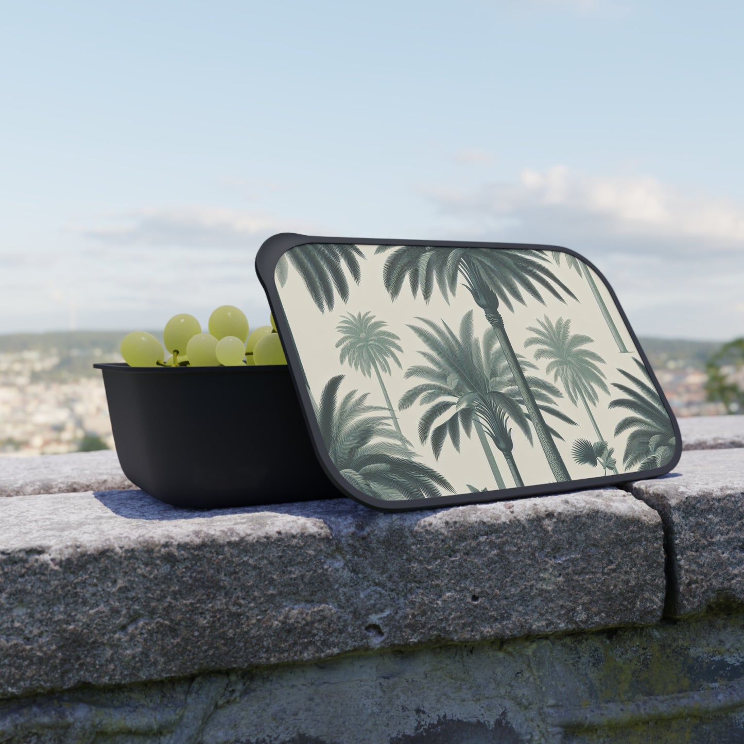 Bento Box with Utensils - Peaceful Palm Grove