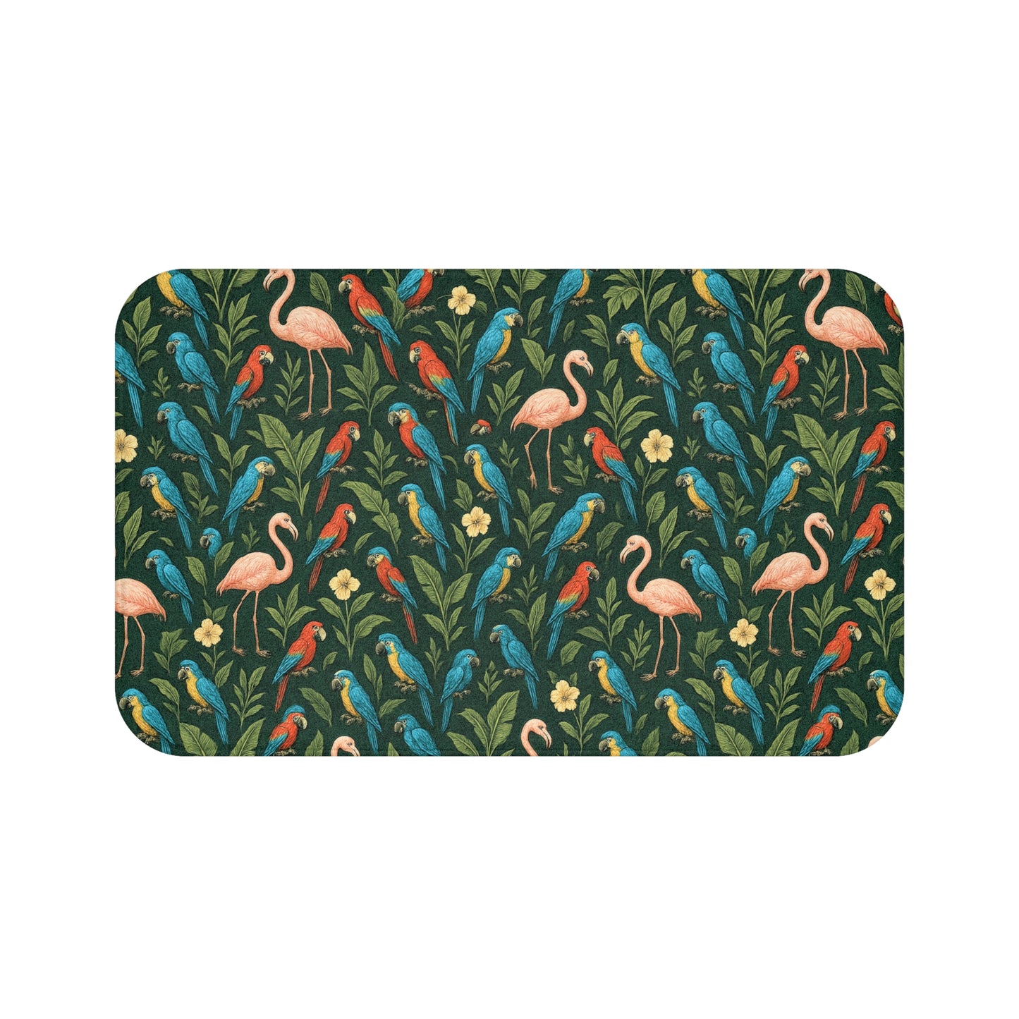 Flamingos and Parrots Bath Mat, 2 Sizes - Tropical Vibes for Home Decor