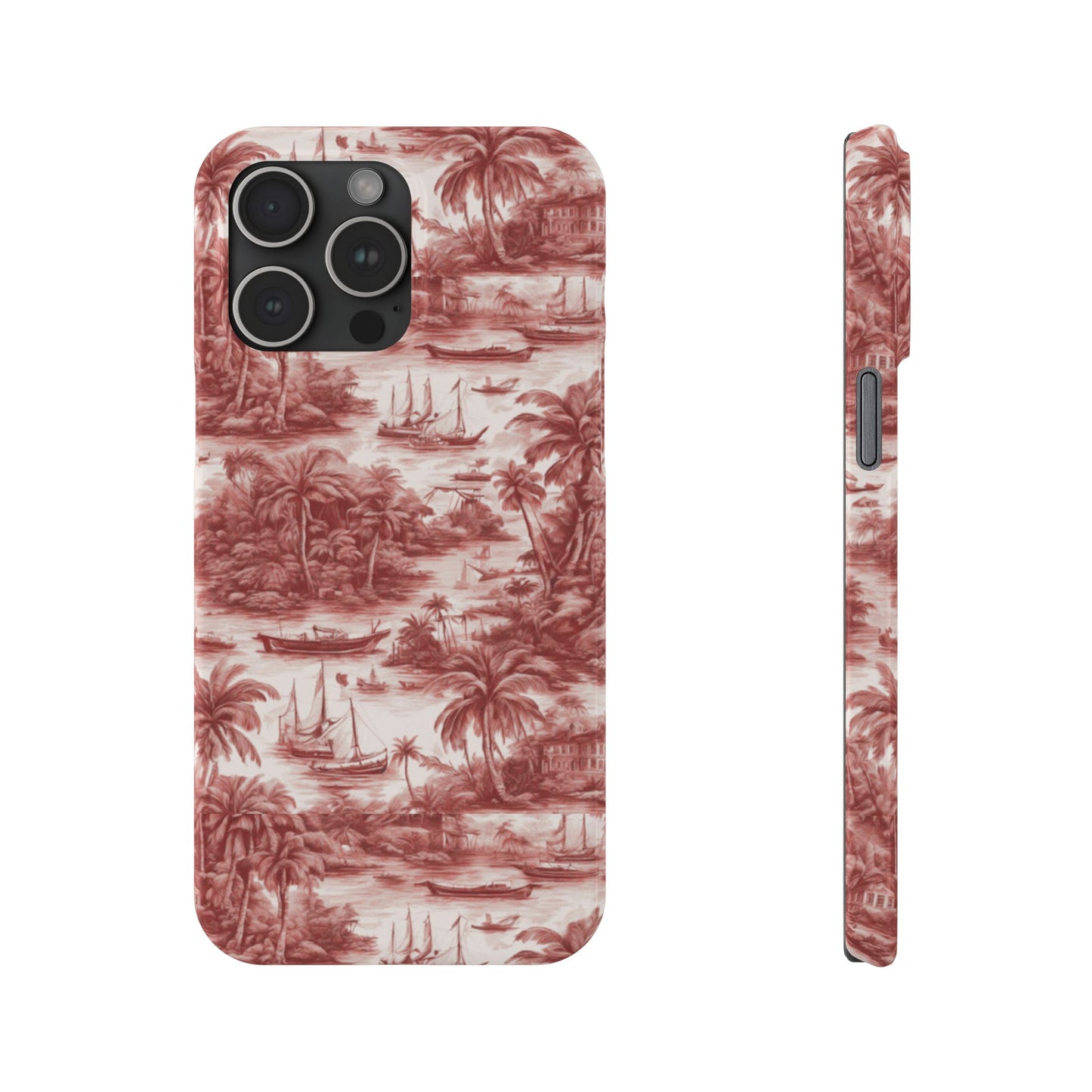 Slim Phone Cases - Tropical Toile #1, russet