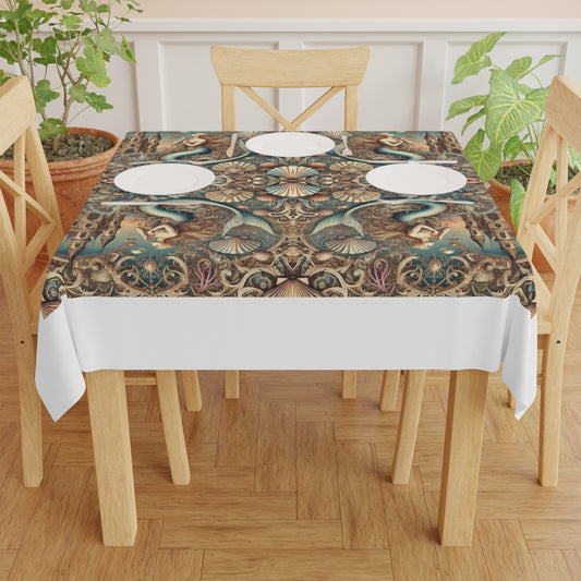 Kaleido Mermaid/White Tablecloth, 55" x 55"