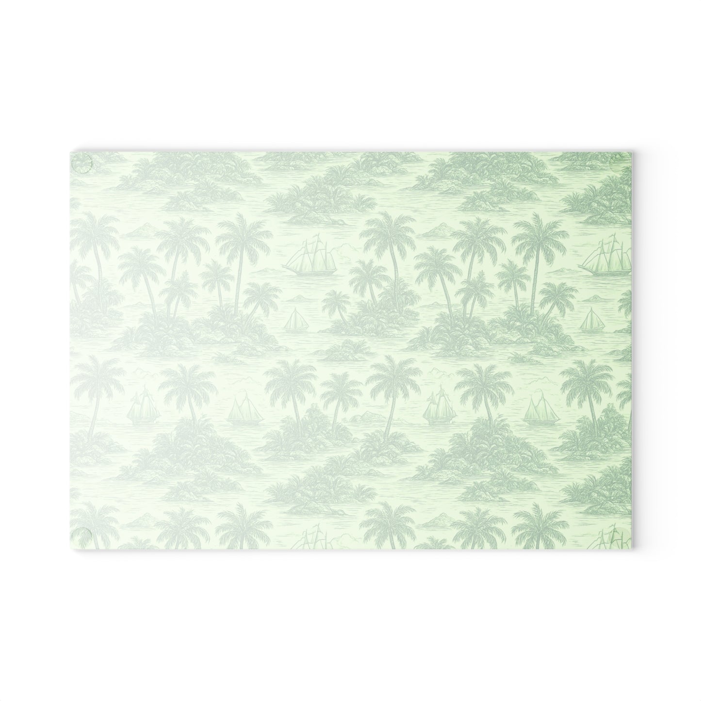 Glass Cutting Board, 2 sizes - Faraway Toile/Green