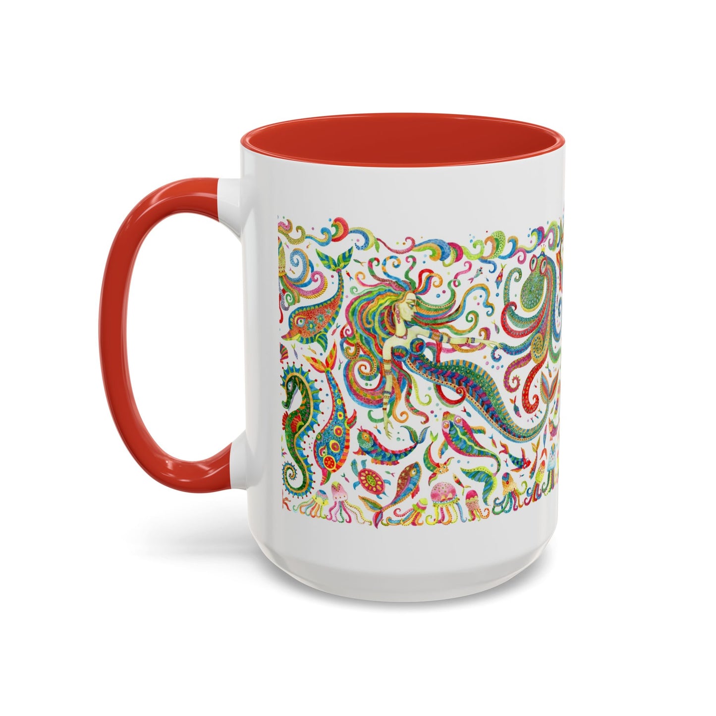 Accent Coffee Mug | Tropical-Inspired Drinkware / Colorful Mermaid Kingdom