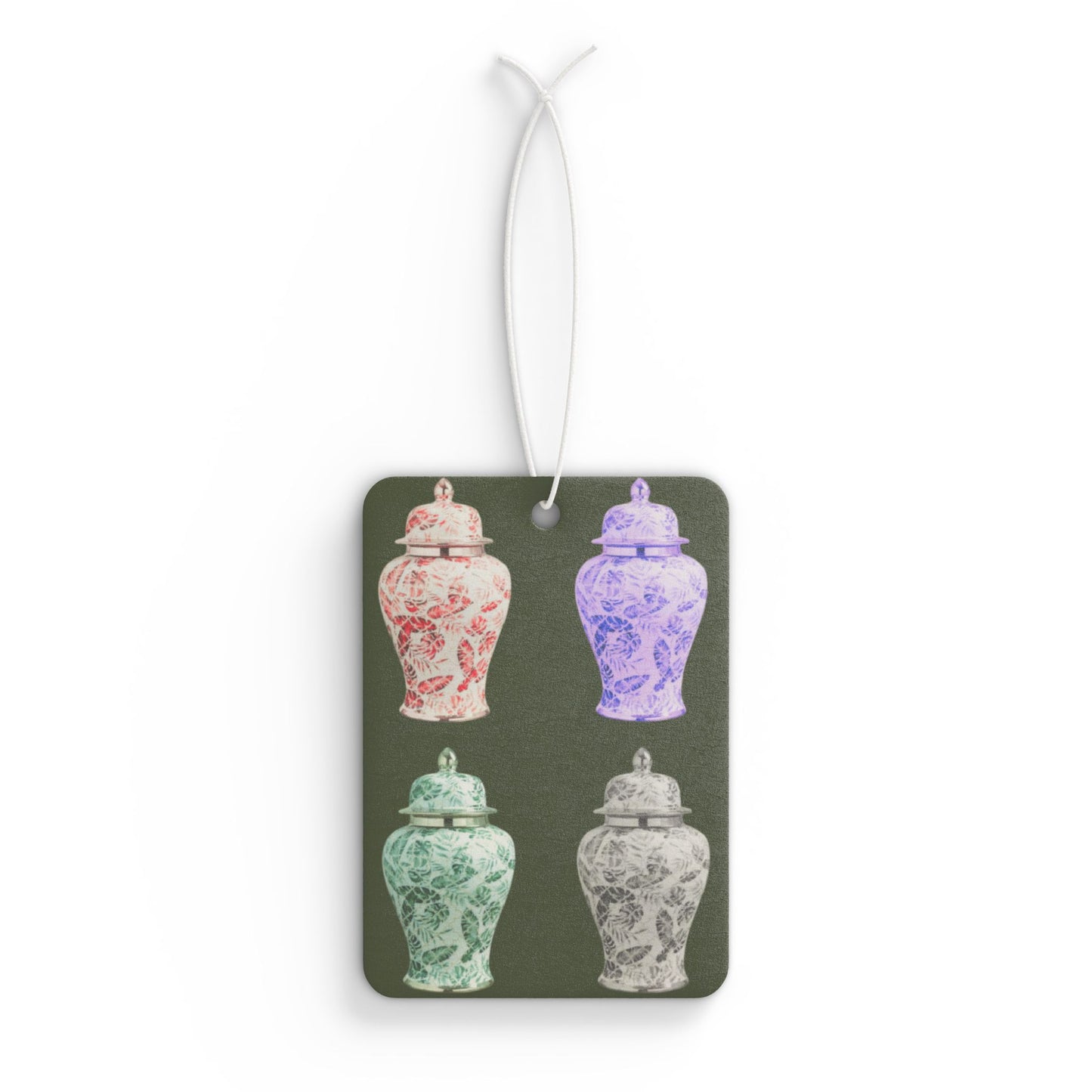 Car Air Freshener - Pop Art Tropical Ginger Jars, Black