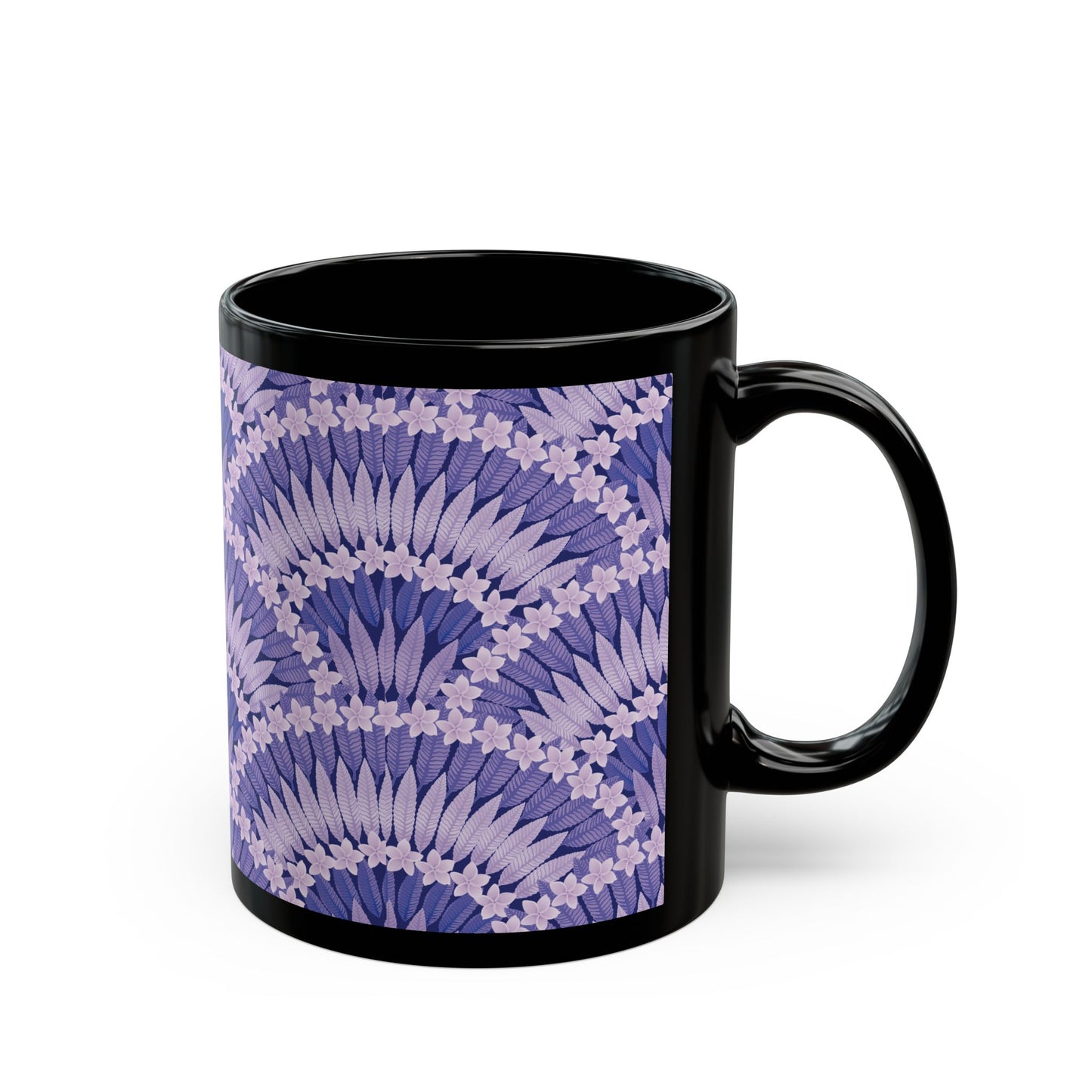 Copy of Black Mug (11oz, 15oz), Plumeria and Palms, Lime