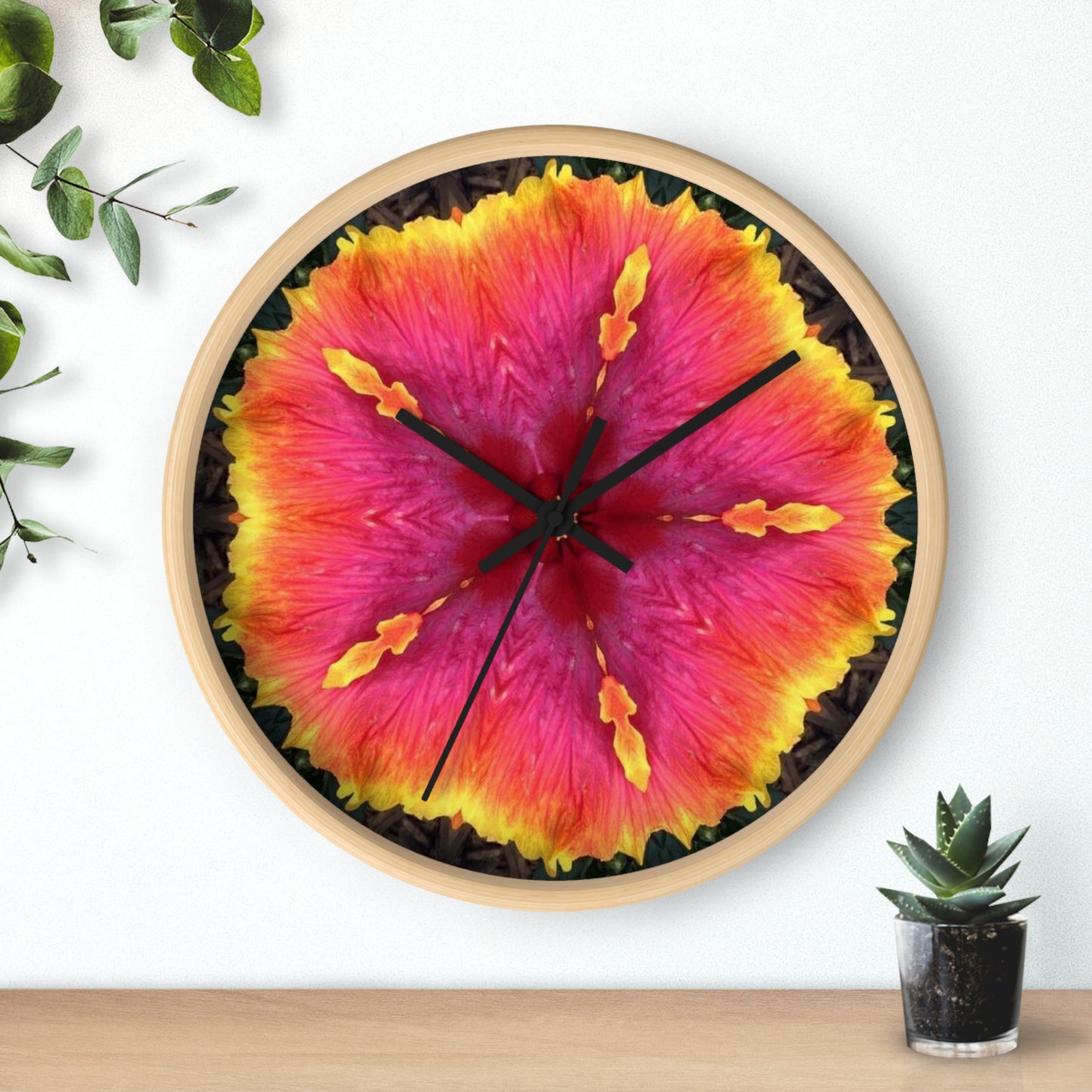 Wall Clock - Hibiscus Kaleidoscope #1