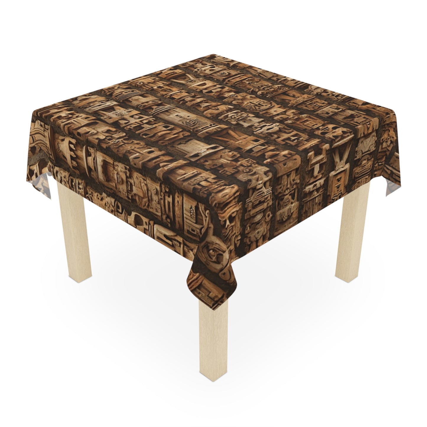 Ancient Tiki Totems ~ Square Tablecloth, 55" x 55"