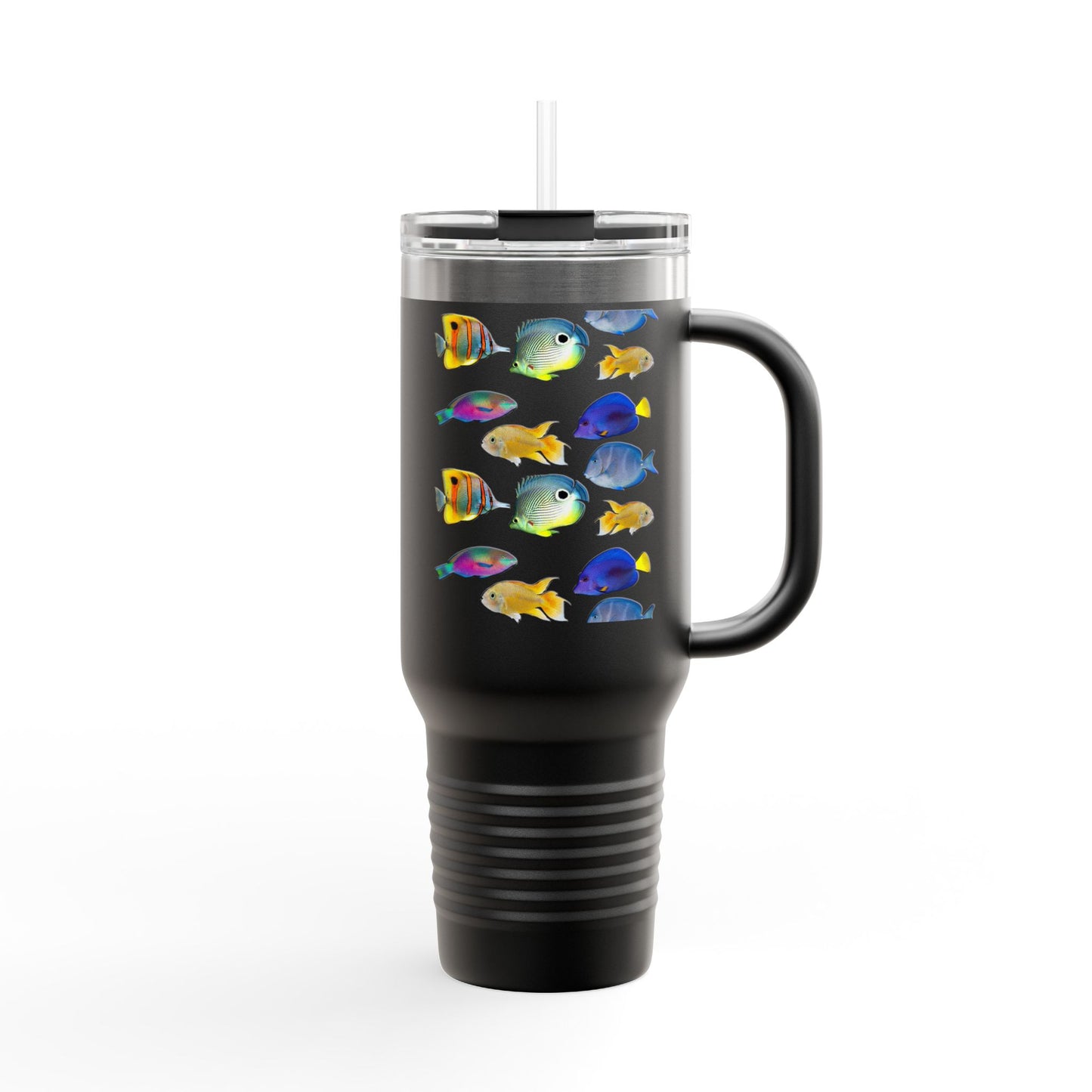 School of Fish/White Insulated Travel Mug - 40oz - Perfect for Outdoor Adventures