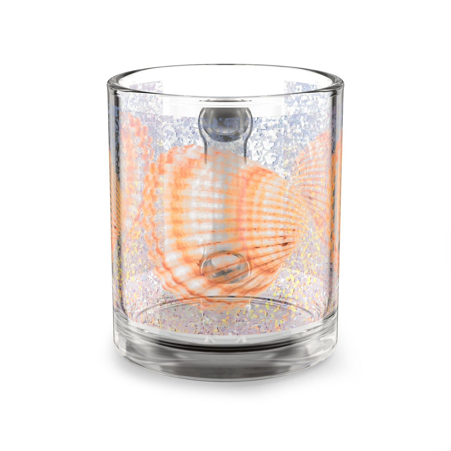 Tropical Glass Mug - 10oz Coffee Cup / Disco Orange Scallop