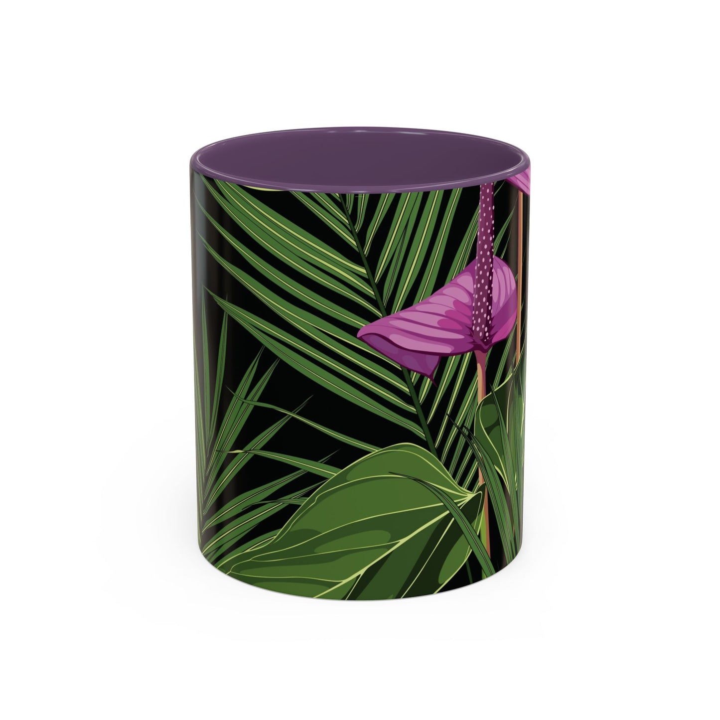 Accent Coffee Mug - Fun Tropical Drinkware for Flower Vibes /Anthurium and Palm