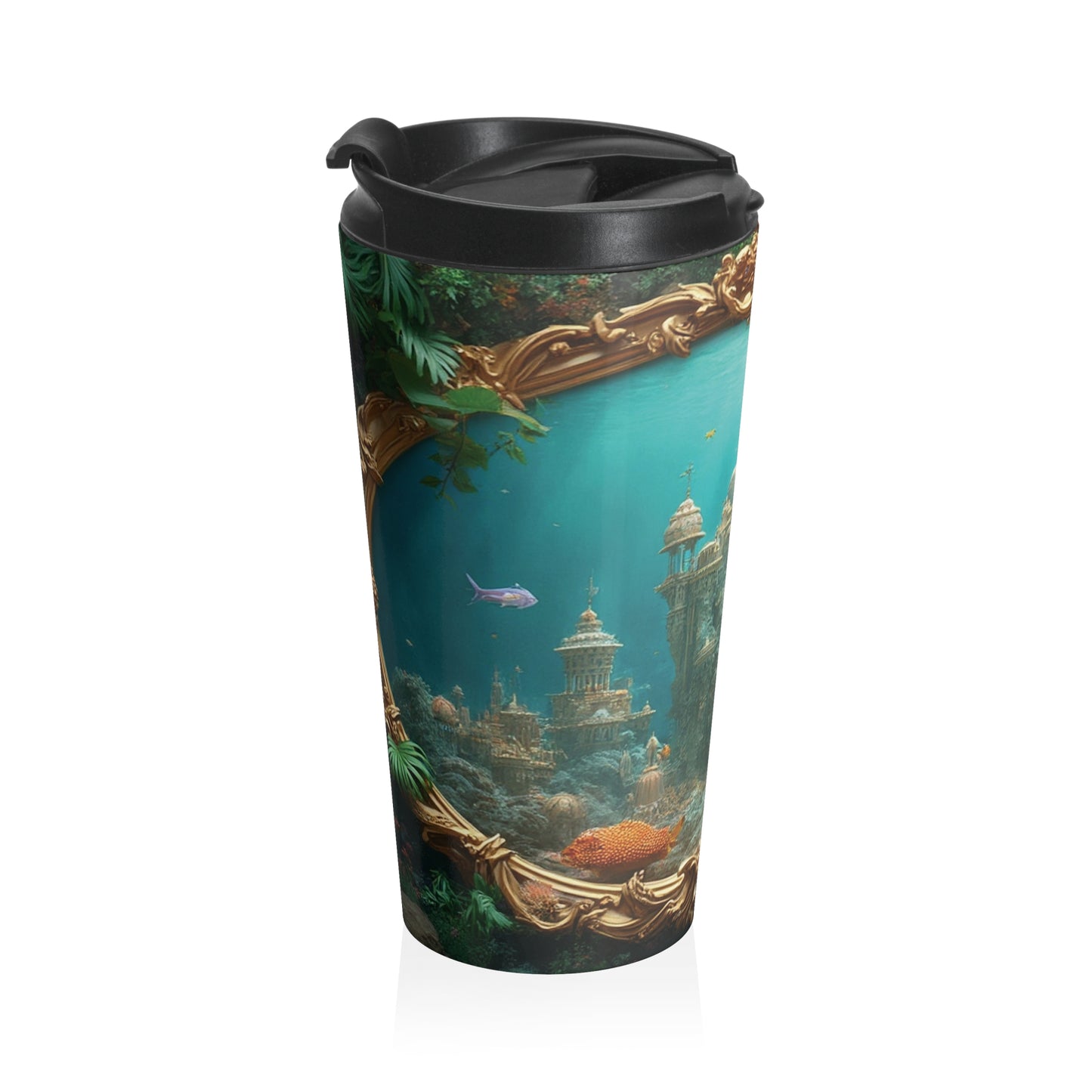 15 oz. Stainless Steel Travel Mug / Mermaid Palace, Agean Sea
