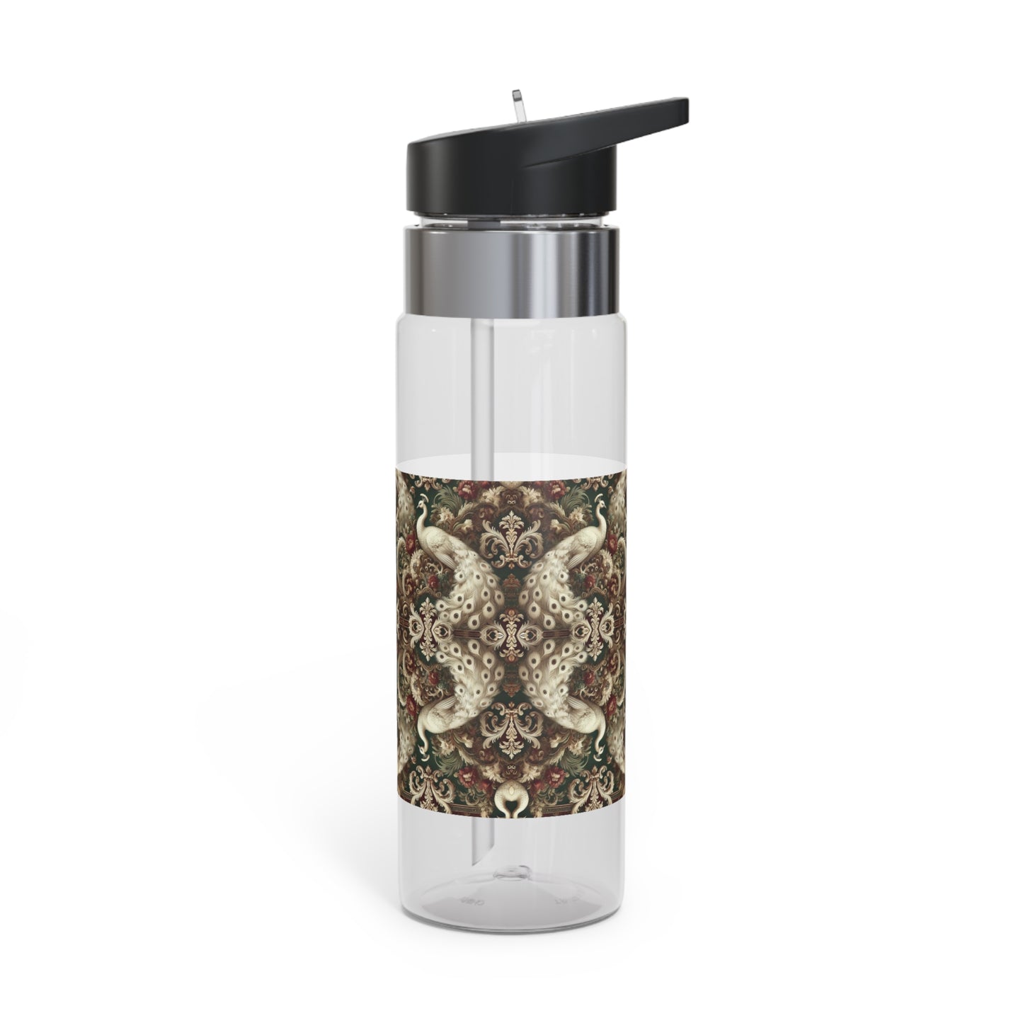 Tropical 20oz Tritan Sport Water Bottle -  Leakproof, Lightweight, BPA-Free / Kaleido White Peacocks