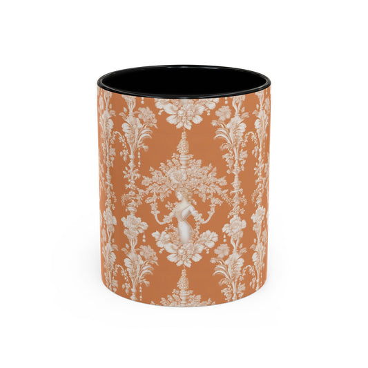 Accent Coffee Mug (11, 15oz), Pearl Lady Toile/Melon Repeat, Various Colors