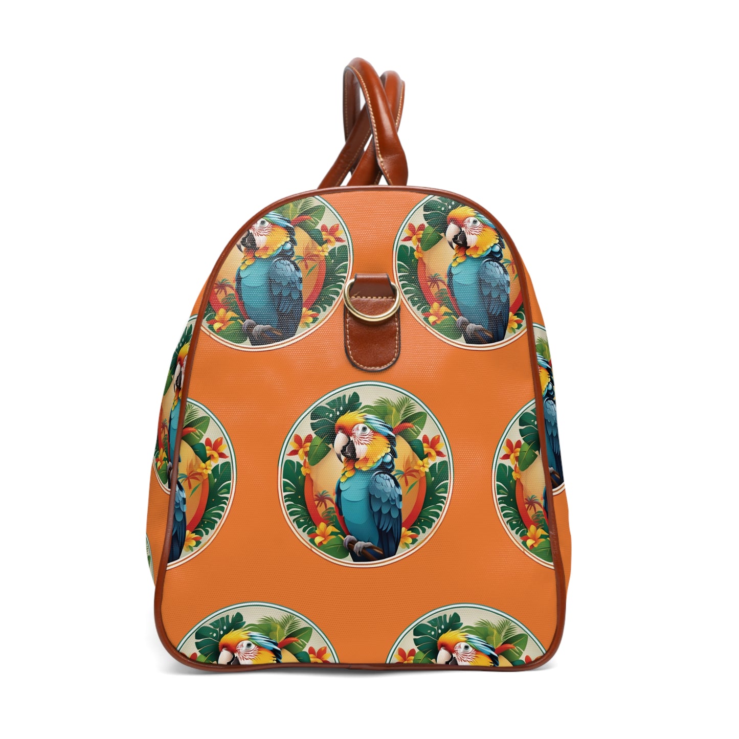 Tropical Waterproof Travel Bag - Perfect for Beach Getaways / My Pet Parrot, Crusta Orange