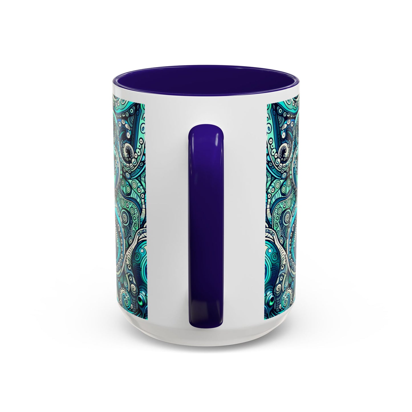 Accent Color Coffee Mug, Many Colors - 11oz & 15oz / Aqua Octopus