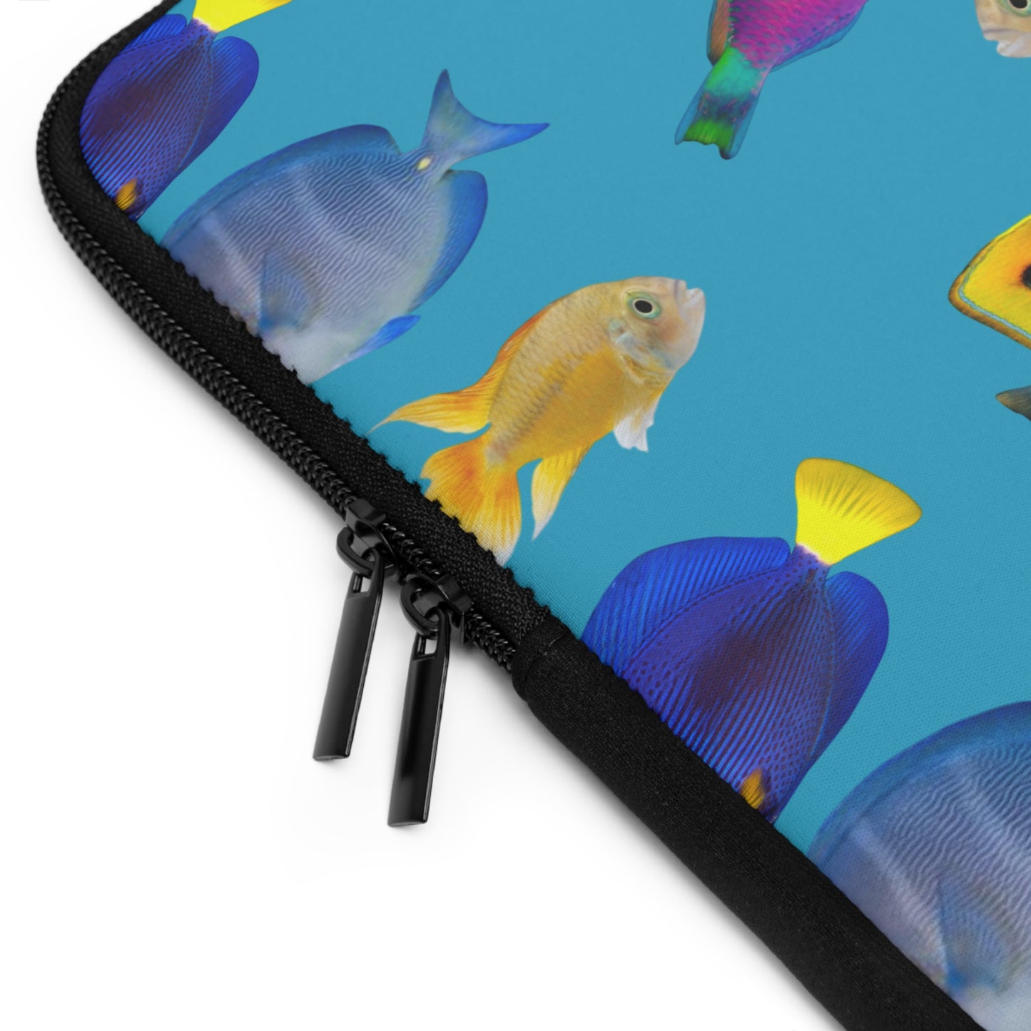 Tropical Laptop Sleeve, 5 Sizes - Perfect for Ocean Lovers & Students / School of Fish, Turquoise