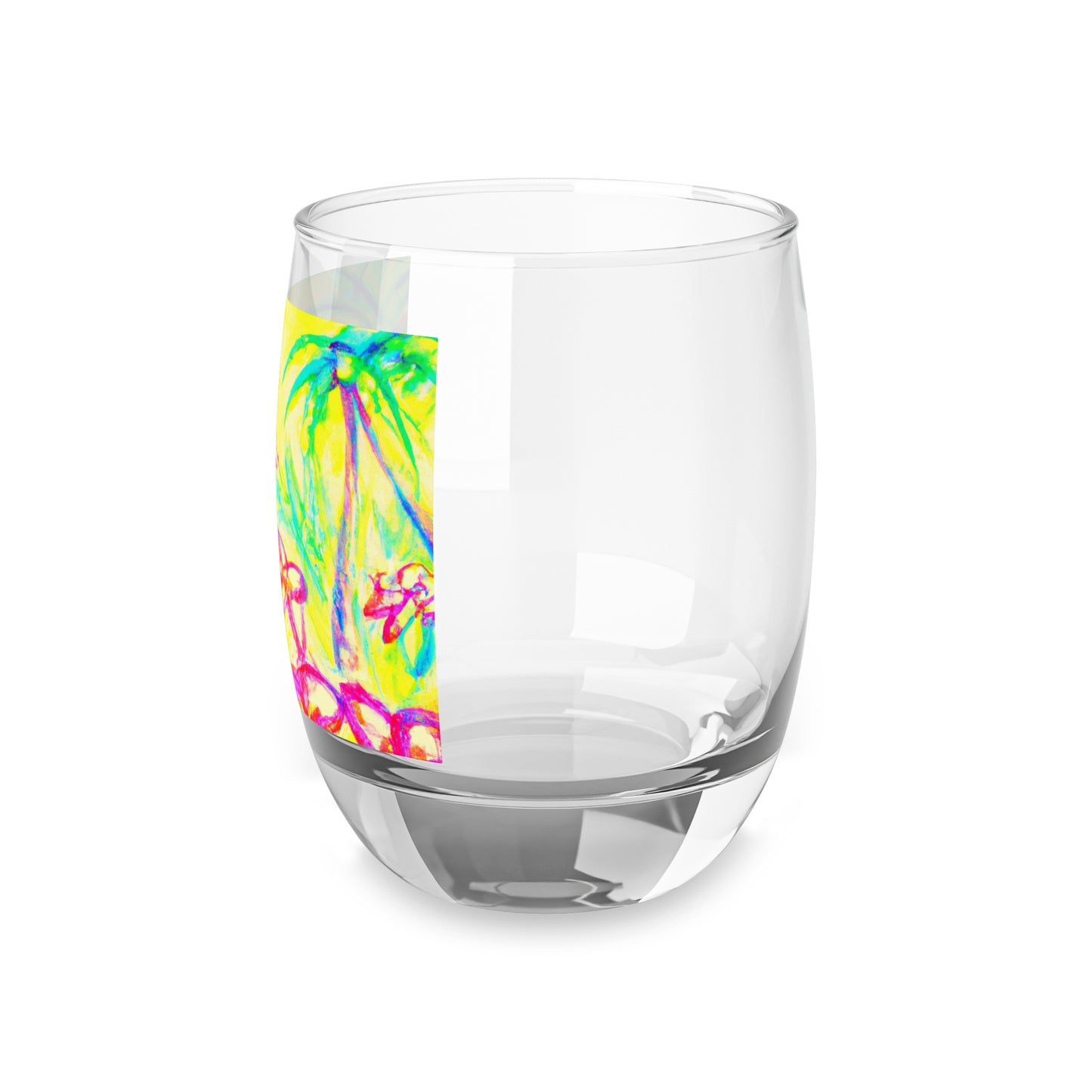 Whiskey Glass, Tropical Doodles, Yellow