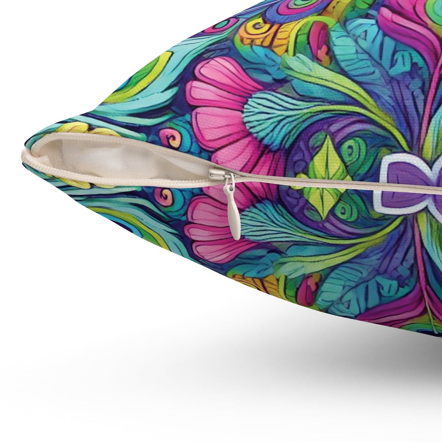 Spun Polyester Square Pillow - Rainforest Peacocks Pop