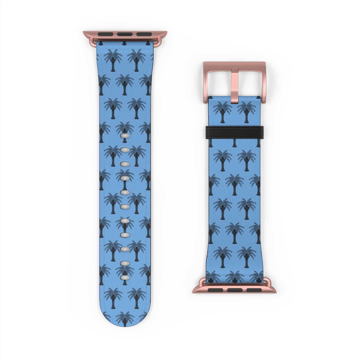 Watch Band - Art Deco Palm, Repeat Lt. Blue