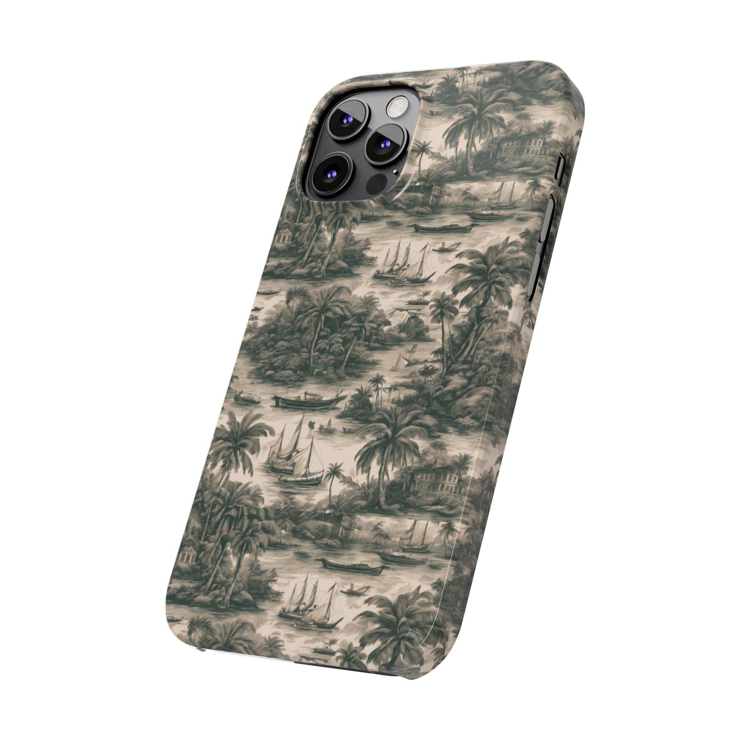 Slim Phone Cases - Tropical Toile #1, black