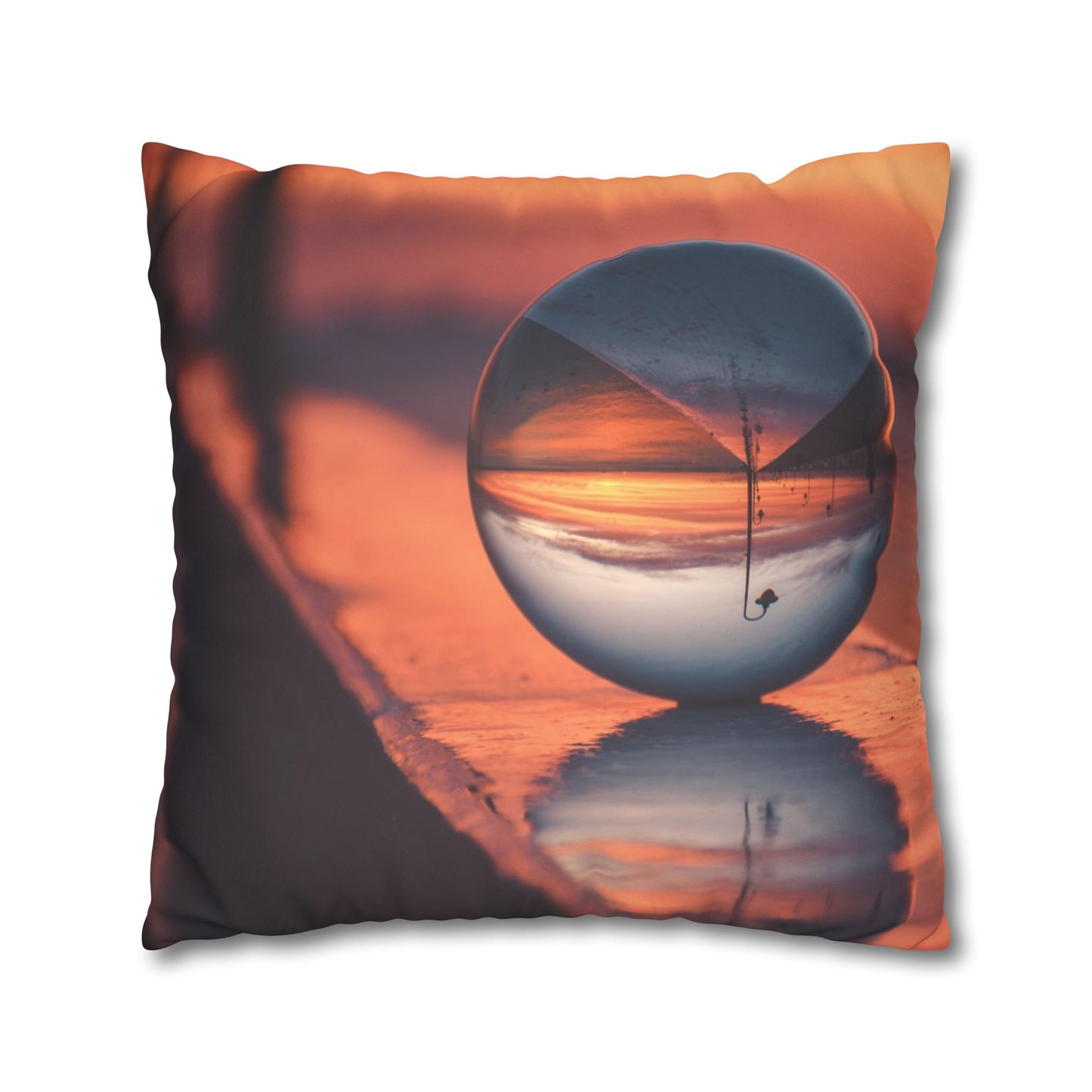 Faux Suede Square Pillowcase - Crystal Ball at Sunset Pier